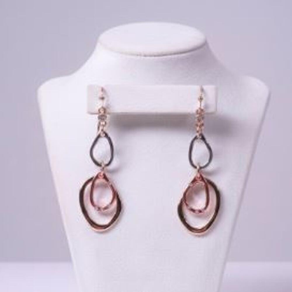 Ann Taylor LOFT Women's Tri Color Crystal pave Triple Hoop Earrings NWT 29